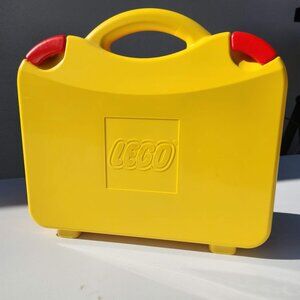 LEGO Yellow Plastic Carrying Carry Case Storage Box w Handle Dividers Organizer